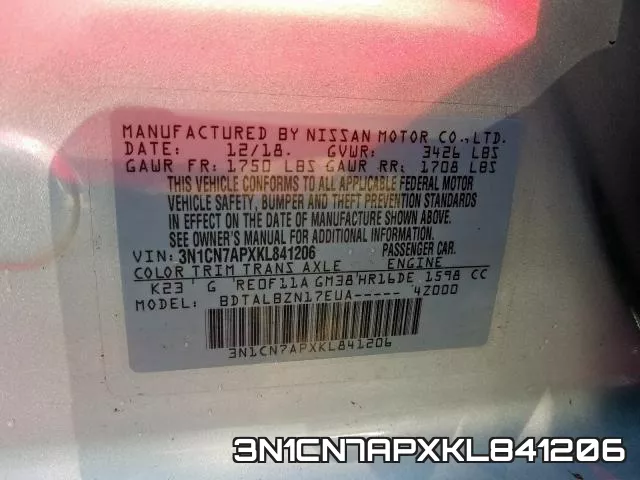 3N1CN7APXKL841206 фото 2