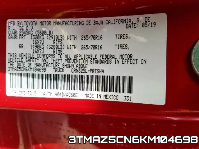 3TMAZ5CN6KM104698 фото 2