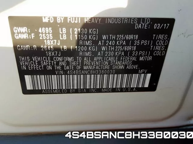 4S4BSANC8H3380030 фото 2