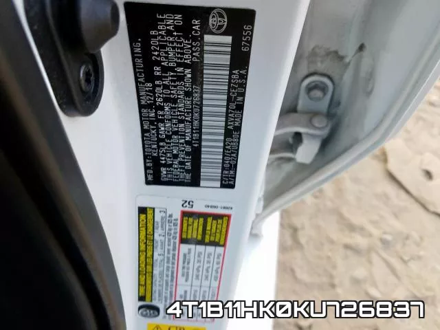4T1B11HK0KU726837 фото 2