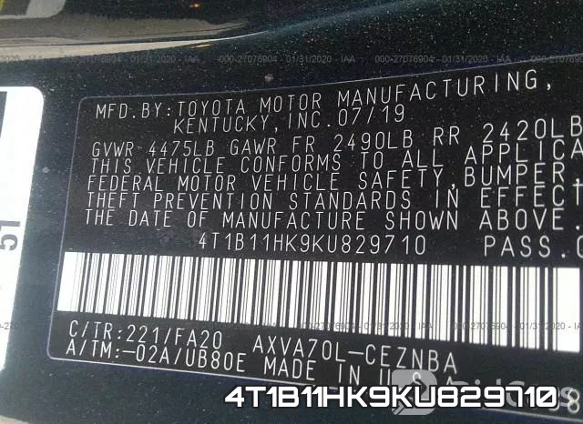 4T1B11HK9KU829710 фото 6