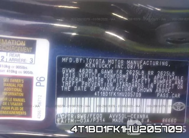 4T1BD1FK1HU205709 фото 9