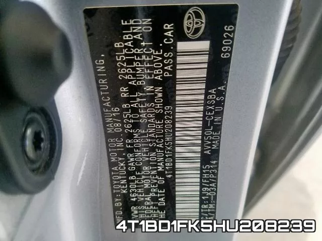 4T1BD1FK5HU208239 фото 2
