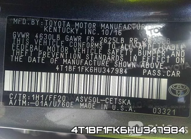 4T1BF1FK6HU347984 фото 9
