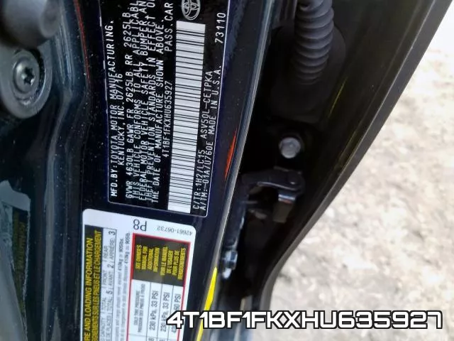 4T1BF1FKXHU635927 фото 2