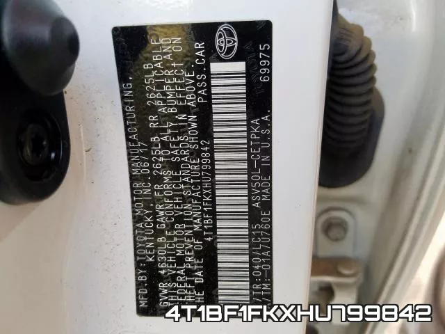 4T1BF1FKXHU799842 фото 2