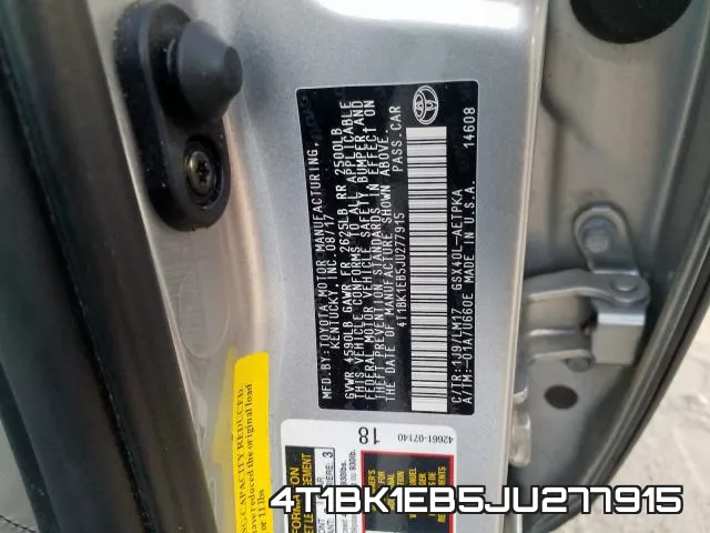 4T1BK1EB5JU277915 фото 2