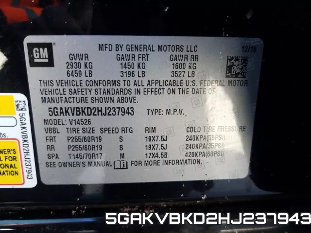 5GAKVBKD2HJ237943 фото 2