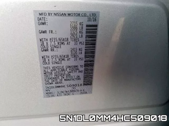 5N1DL0MM4HC509018 фото 2