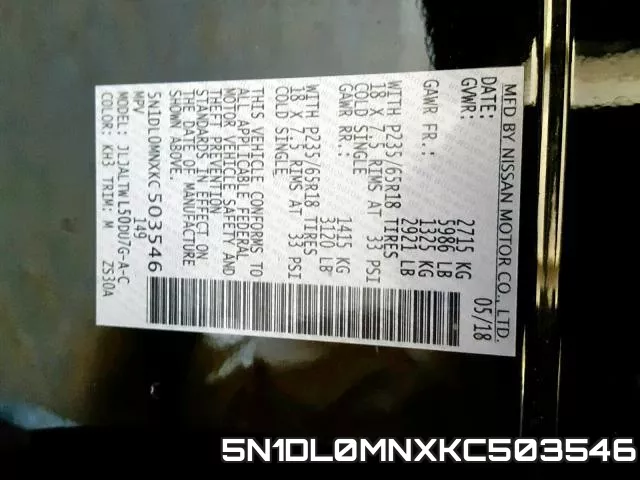 5N1DL0MNXKC503546 фото 2