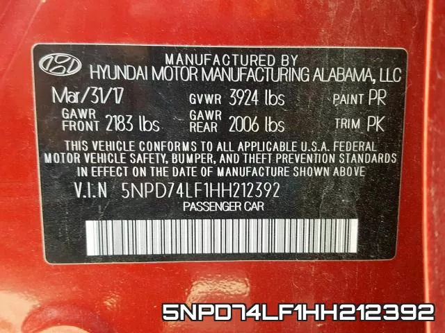 5NPD74LF1HH212392 фото 2