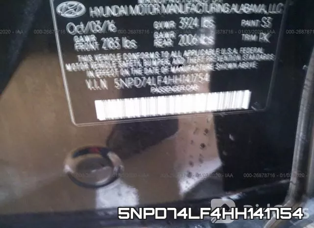 5NPD74LF4HH141754 фото 8