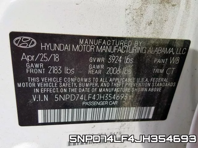 5NPD74LF4JH354693 фото 2