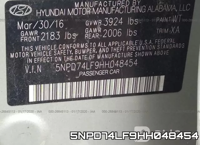 5NPD74LF9HH048454 фото 10