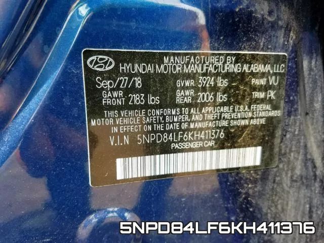 5NPD84LF6KH411376 фото 2