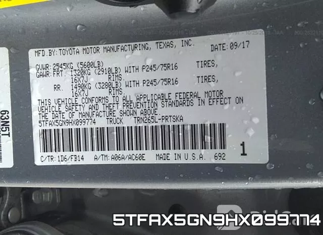 5TFAX5GN9HX099774 фото 5
