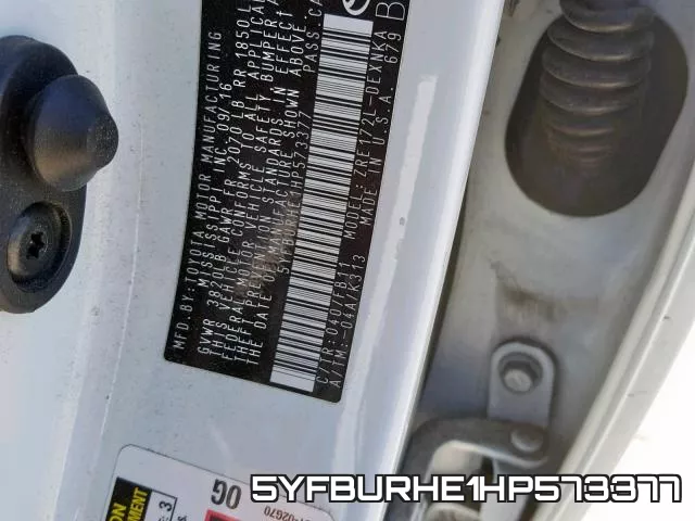 5YFBURHE1HP573377 фото 2