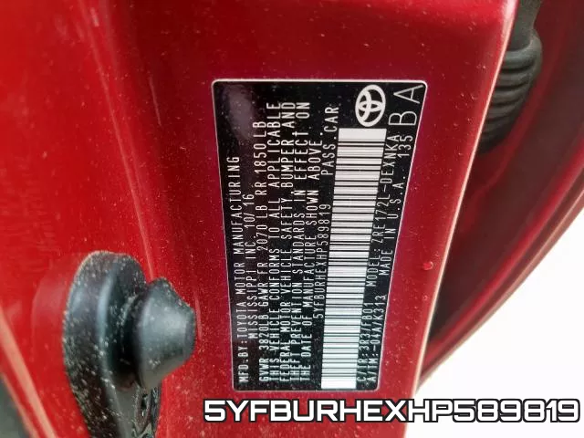 5YFBURHEXHP589819 фото 2