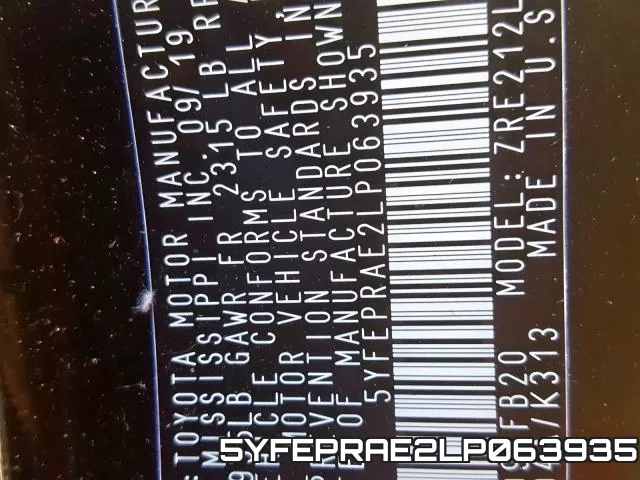 5YFEPRAE2LP063935 фото 2