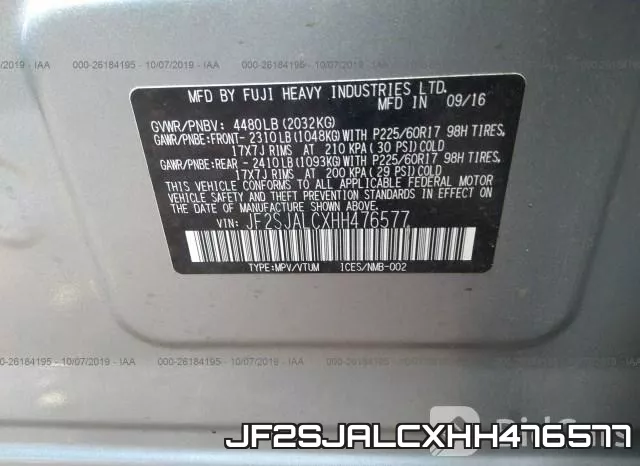 JF2SJALCXHH476577 фото 8