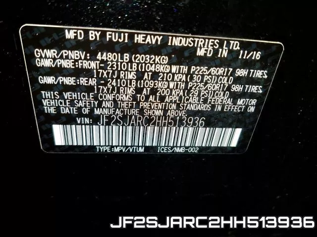JF2SJARC2HH513936 фото 2