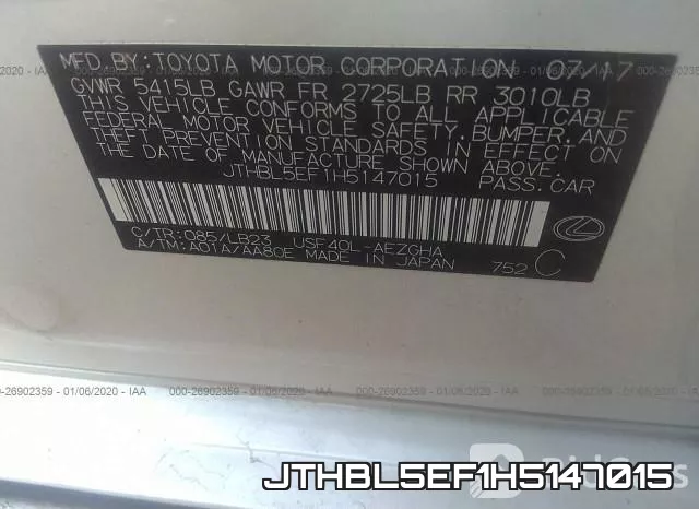 JTHBL5EF1H5147015 фото 8