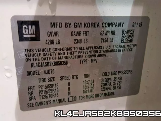 KL4CJASB2KB850356 фото 2