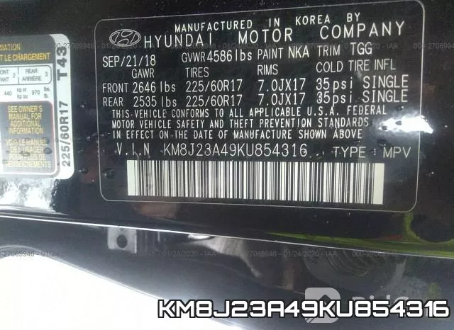 KM8J23A49KU854316 фото 7