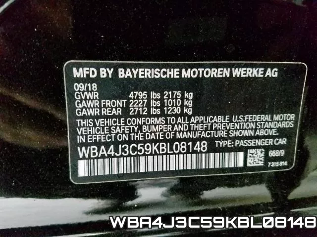 WBA4J3C59KBL08148 фото 2
