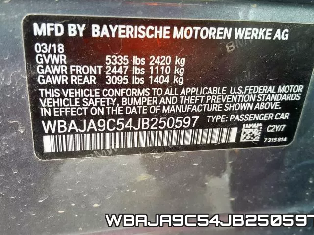WBAJA9C54JB250597 фото 2