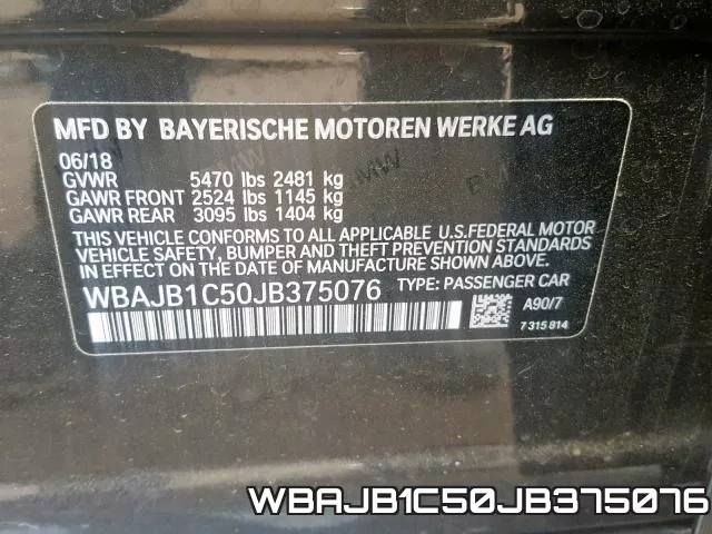 WBAJB1C50JB375076 фото 2