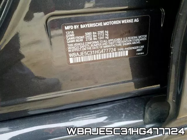 WBAJE5C31HG477724 фото 2