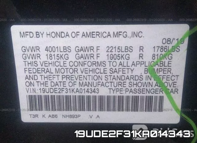 19UDE2F31KA014343 фото 10