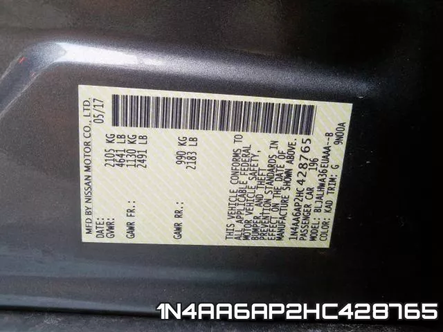 1N4AA6AP2HC428765 фото 2