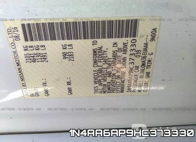 1N4AA6AP9HC373330 фото 9
