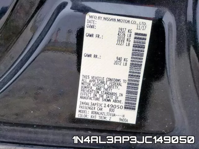 1N4AL3AP3JC149050 фото 2