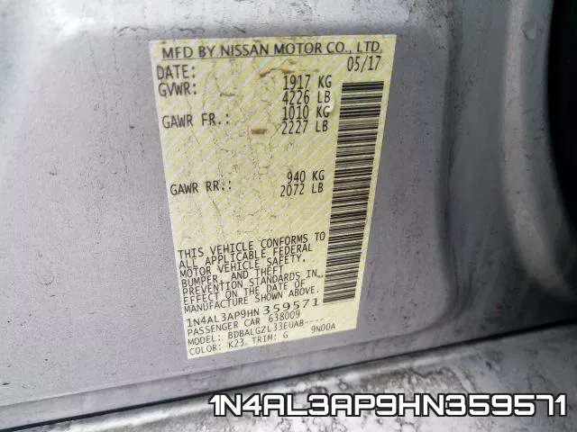 1N4AL3AP9HN359571 фото 2