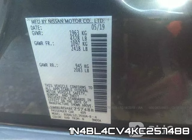 1N4BL4CV4KC257488 фото 9