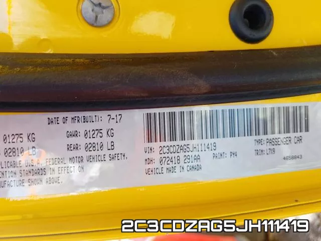 2C3CDZAG5JH111419 фото 2