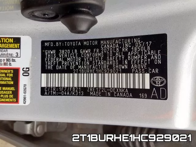 2T1BURHE1HC929021 фото 2