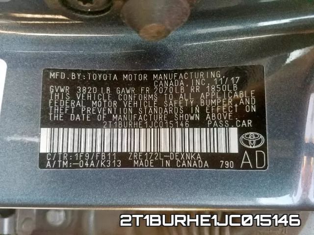 2T1BURHE1JC015146 фото 2