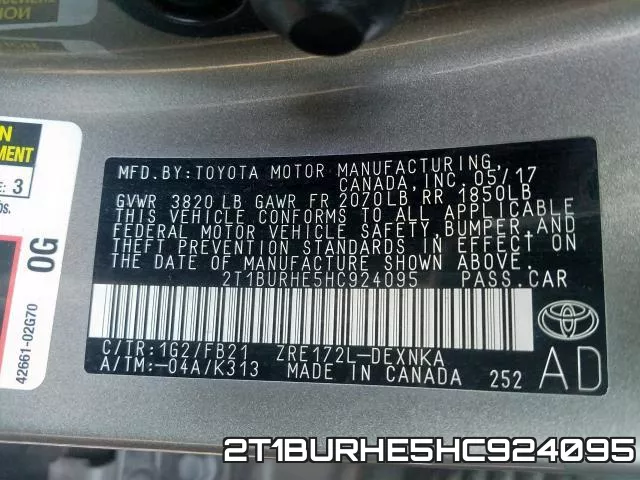 2T1BURHE5HC924095 фото 2