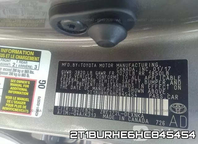 2T1BURHE6HC845454 фото 7