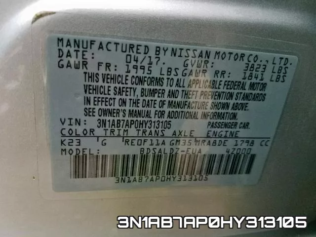 3N1AB7AP0HY313105 фото 2
