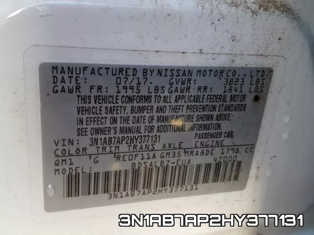 3N1AB7AP2HY377131 фото 2