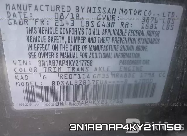 3N1AB7AP4KY217758 фото 10