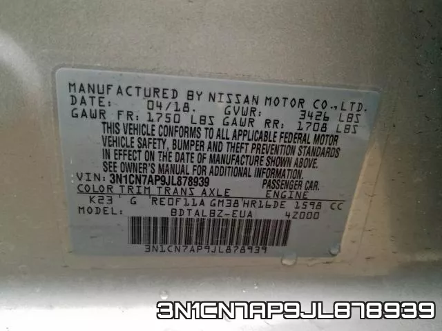 3N1CN7AP9JL878939 фото 2