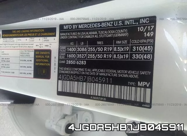 4JGDA5HB7JB045911 фото 9