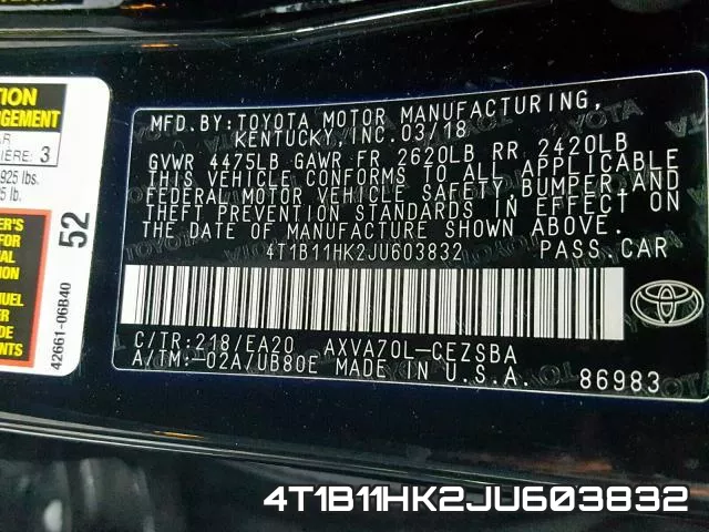 4T1B11HK2JU603832 фото 2