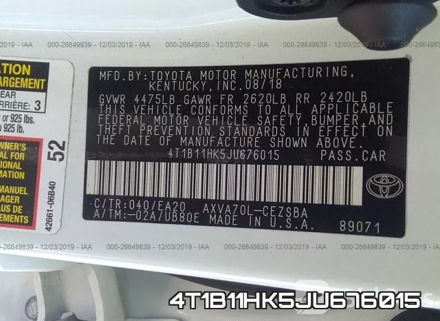 4T1B11HK5JU676015 фото 8